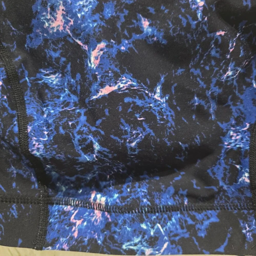 Torrid Active Blue Black Marble Galaxy Print Crisscross Sports Bra Womens Sz 0 L